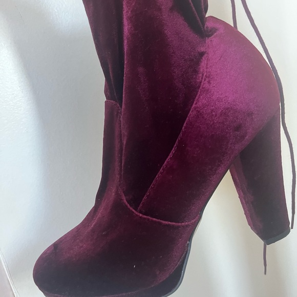 Smooth Velvet maroon plum ankle boots - Picture 3 of 11